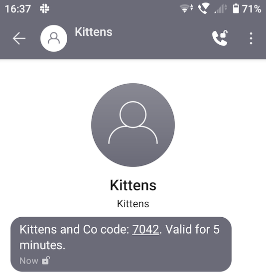 確認コードが送信されました