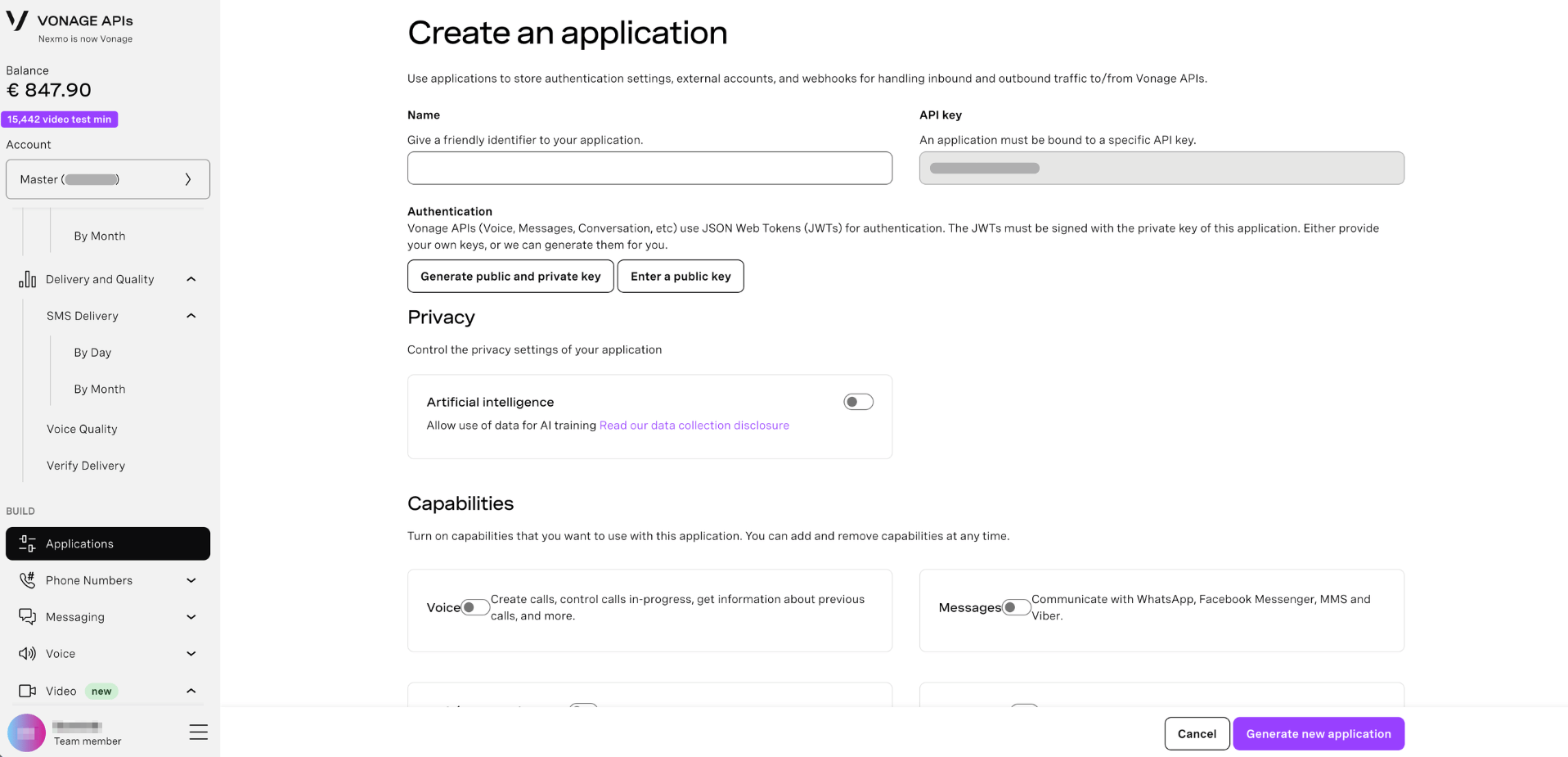 Create an application