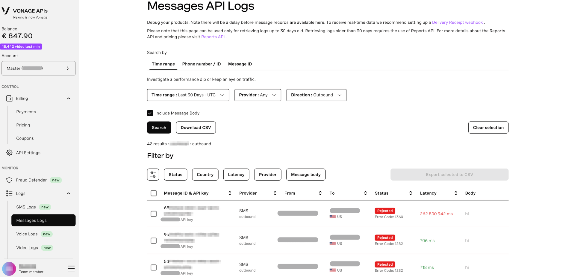 Messages Logs