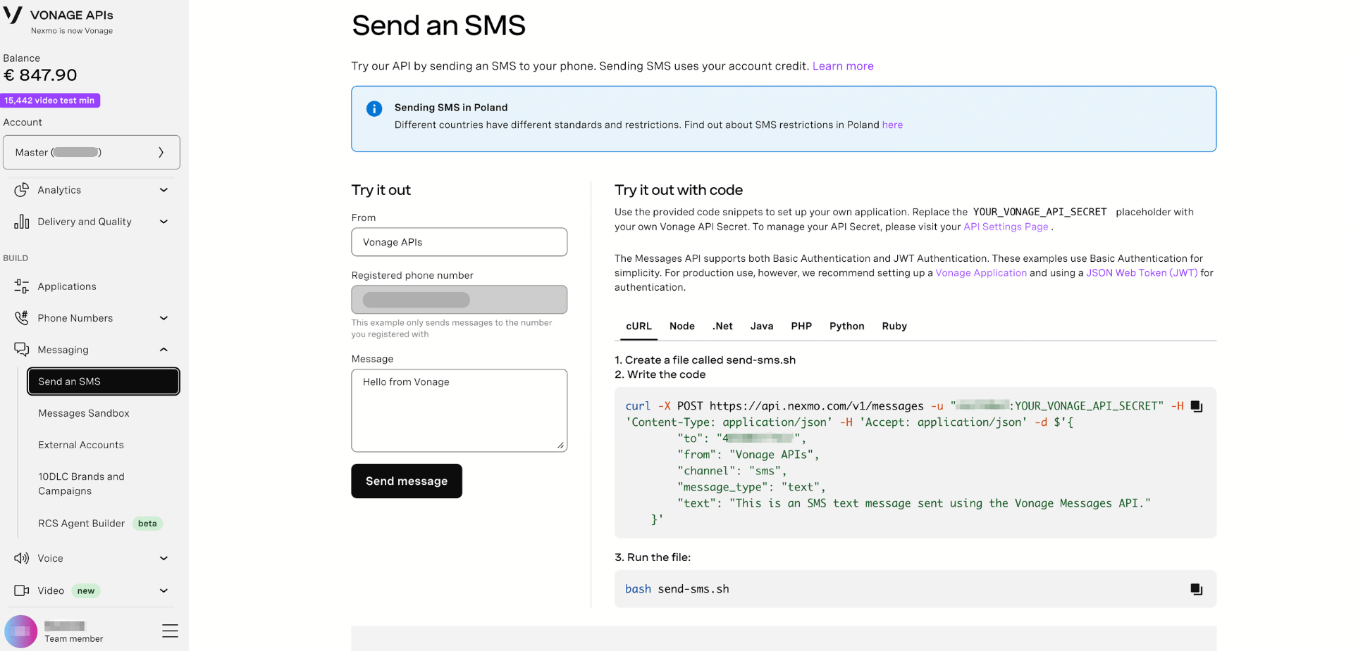 Send an SMS