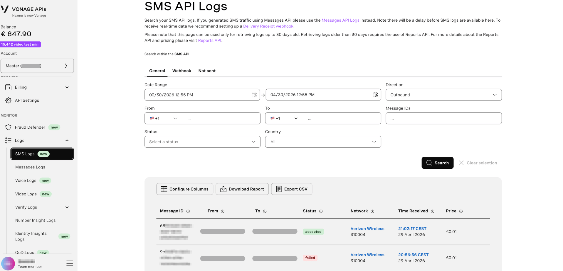 SMS Logs
