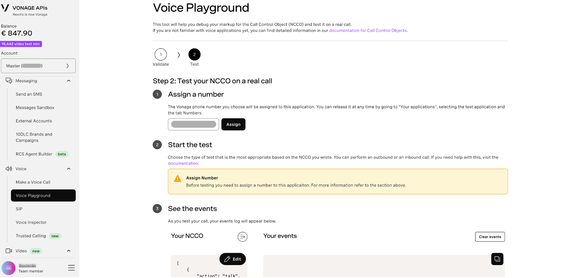 Test your NCCO