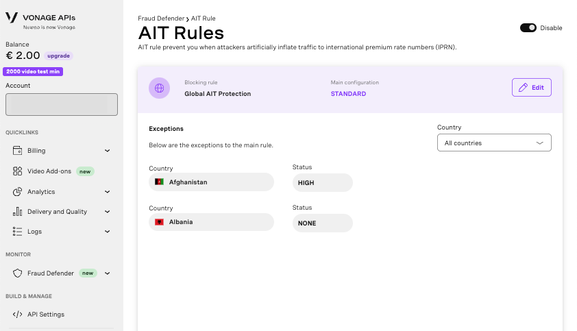 AIT countries config created