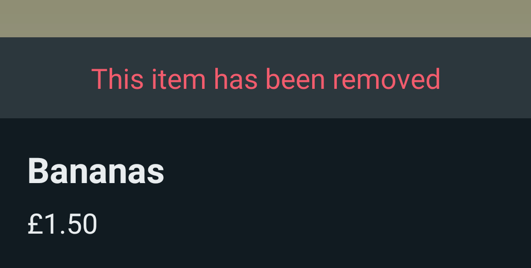 Screenshot of removal message