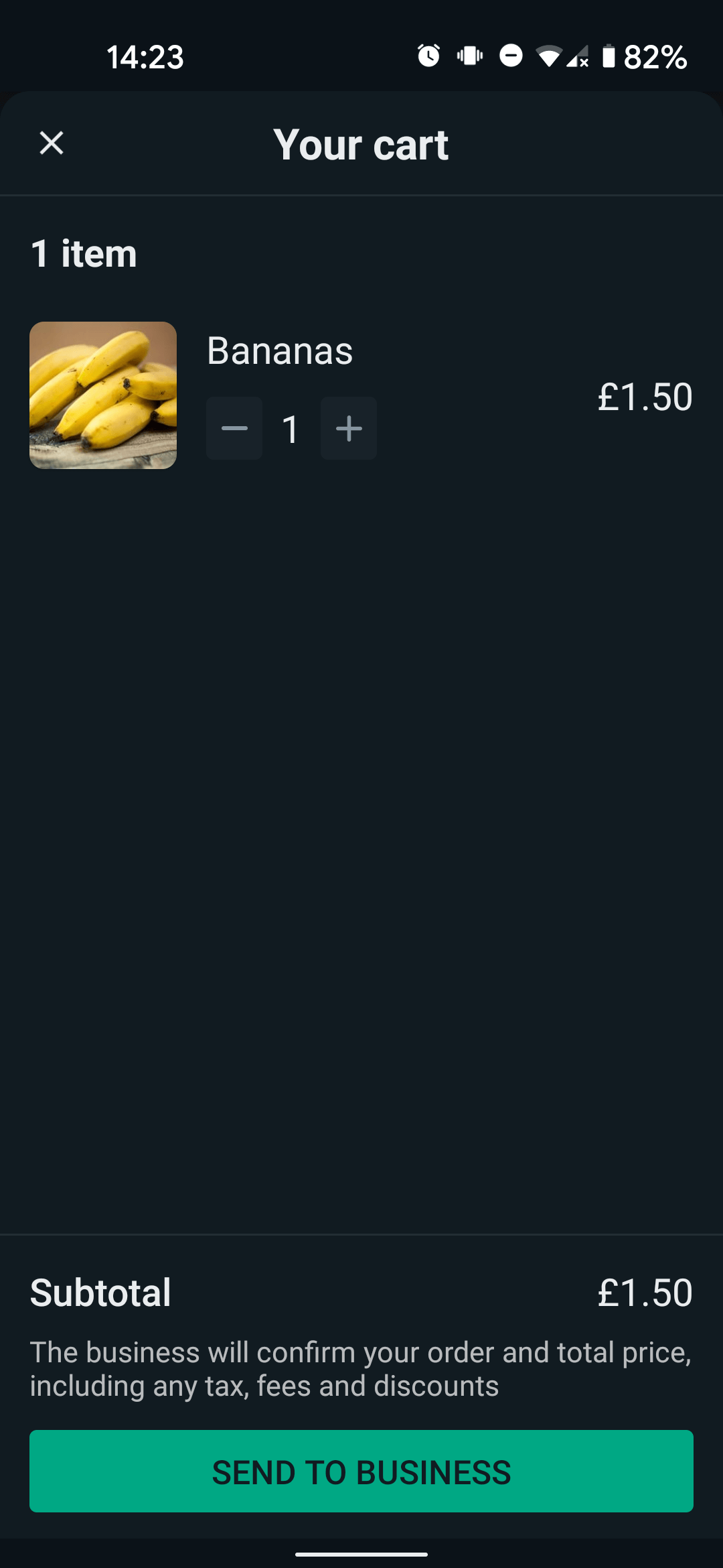 Screenshot of the Shopping Cart