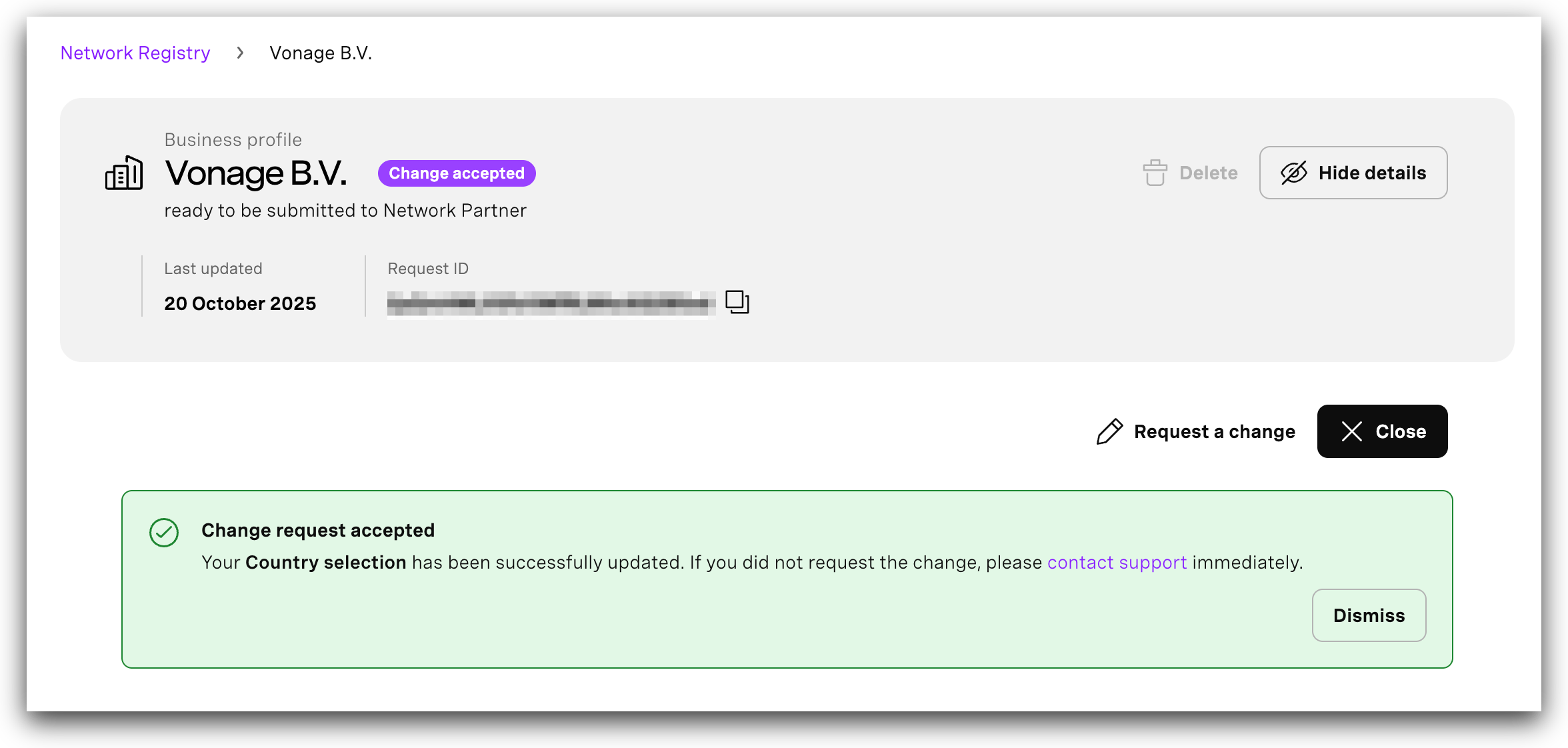 An accepted change request