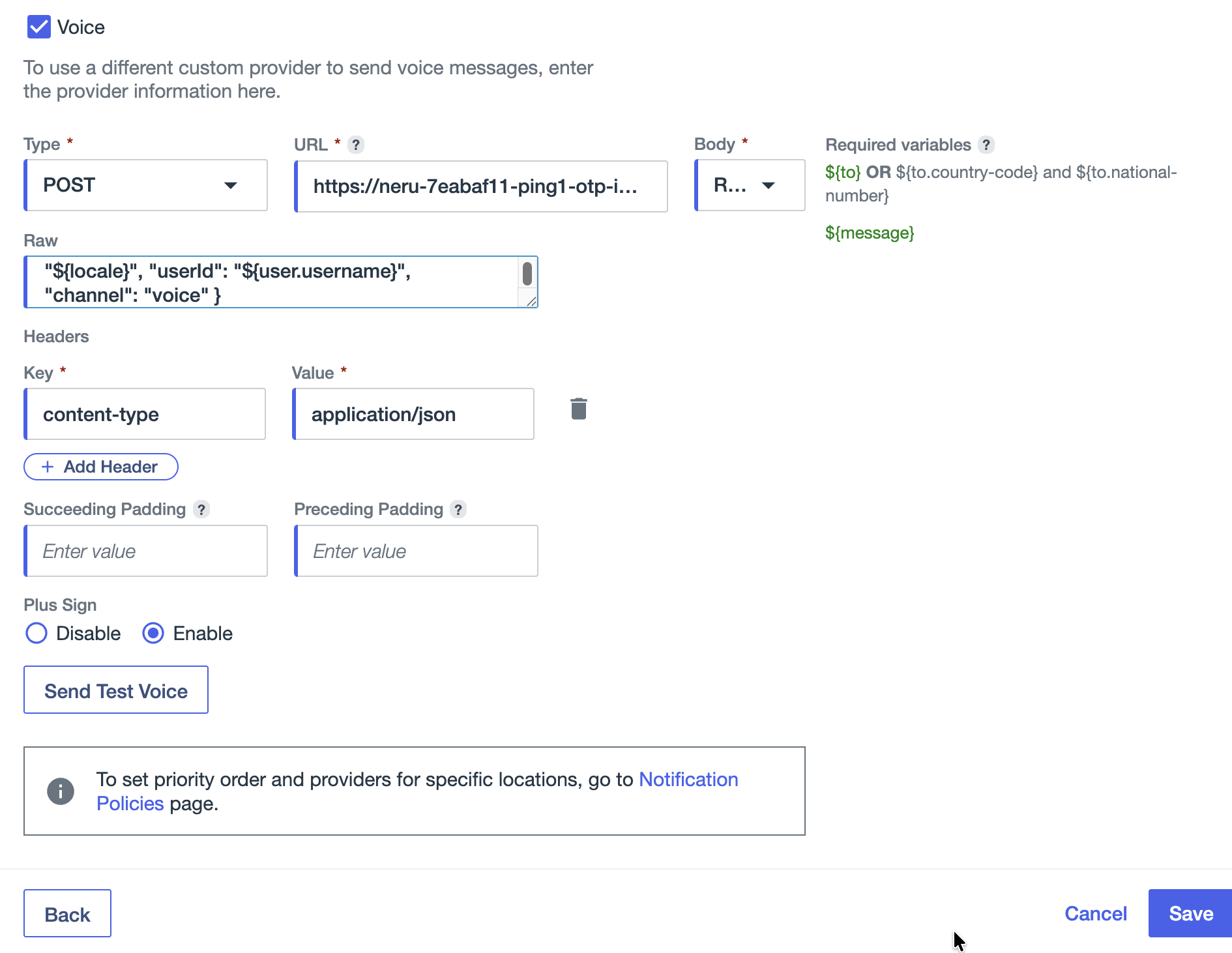 Vonage Protection Suite for PingOne Custom Notification Provider continuation