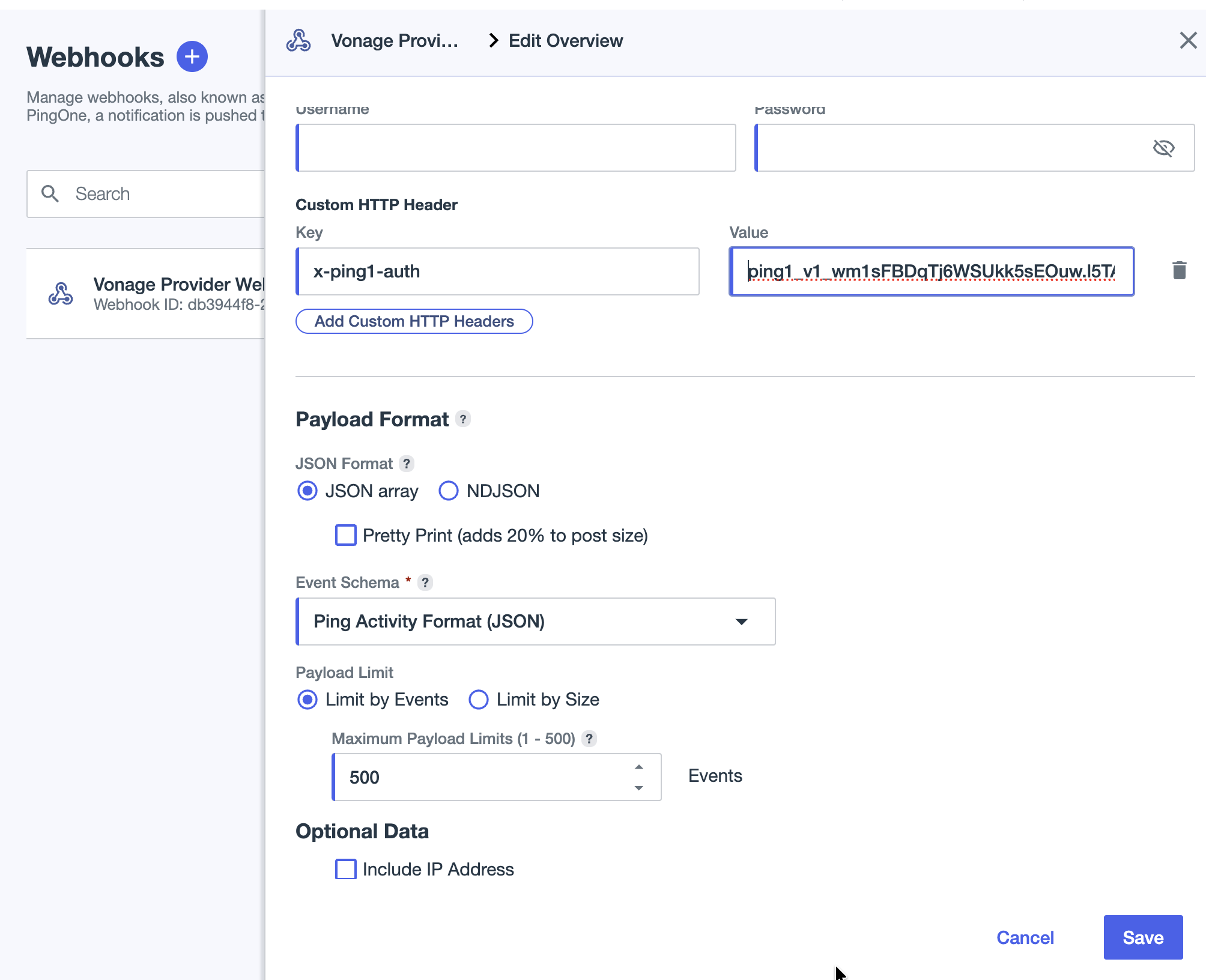 Vonage Protection Suite for PingOne Update PingOne after Rotating a Token