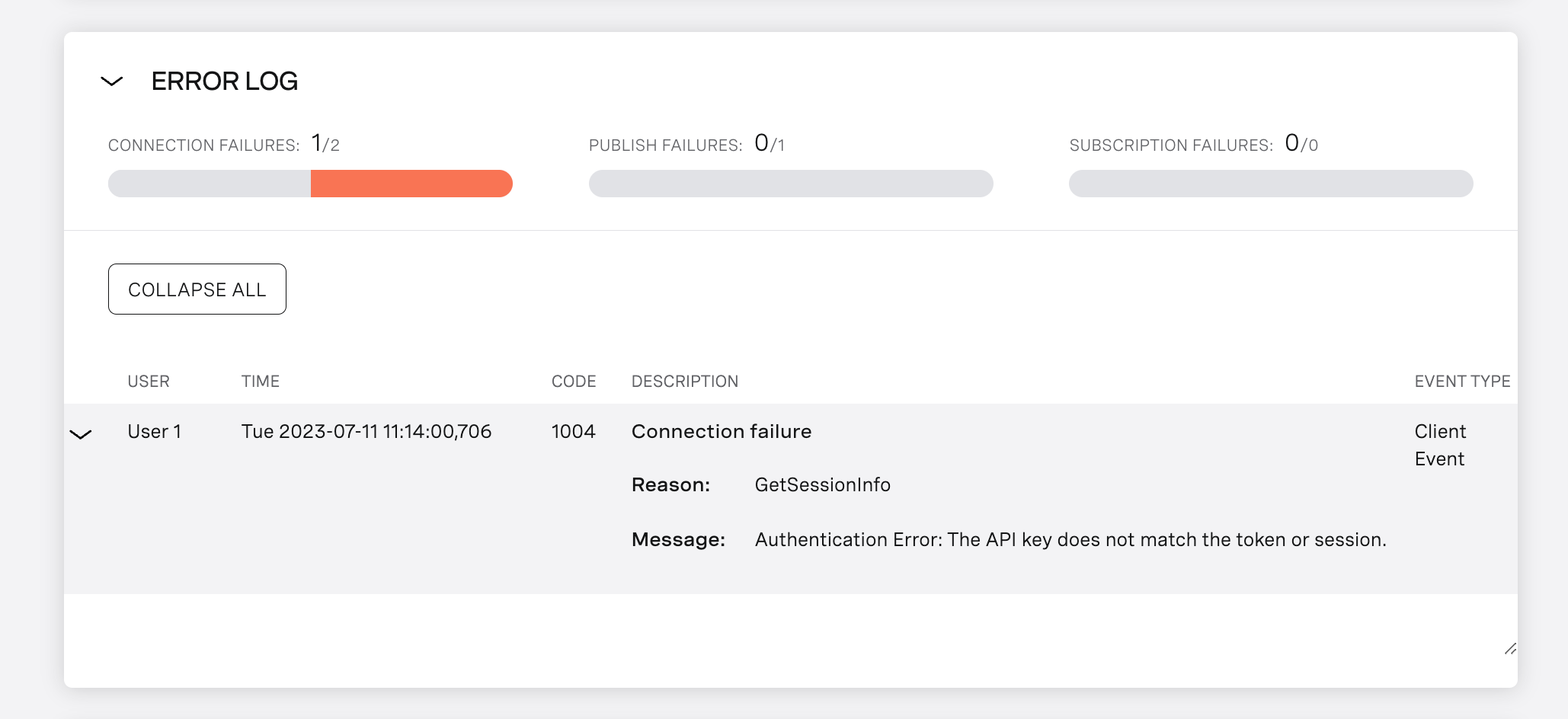 View errors that occurred in a session
