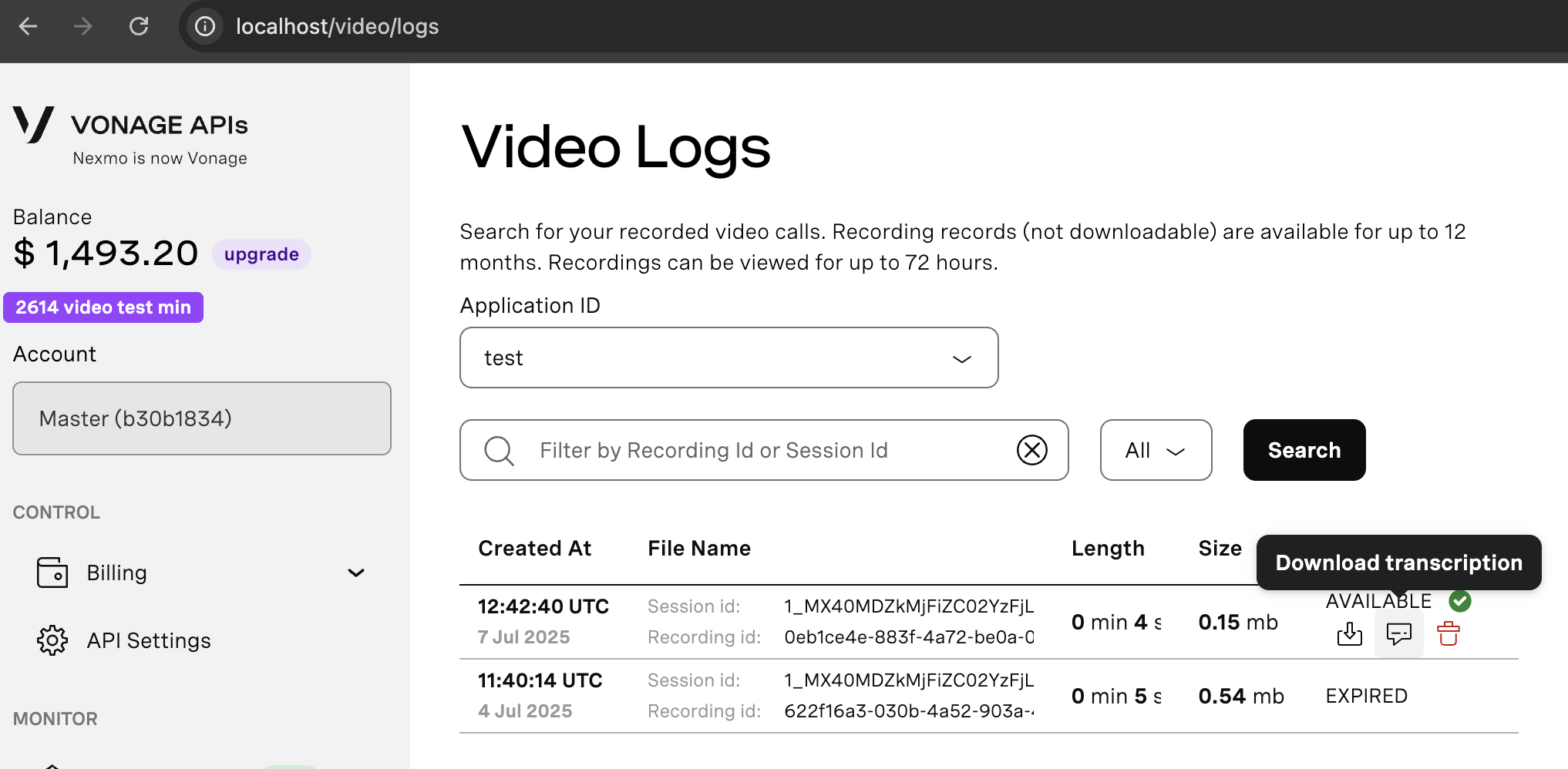 Download transcriptions
