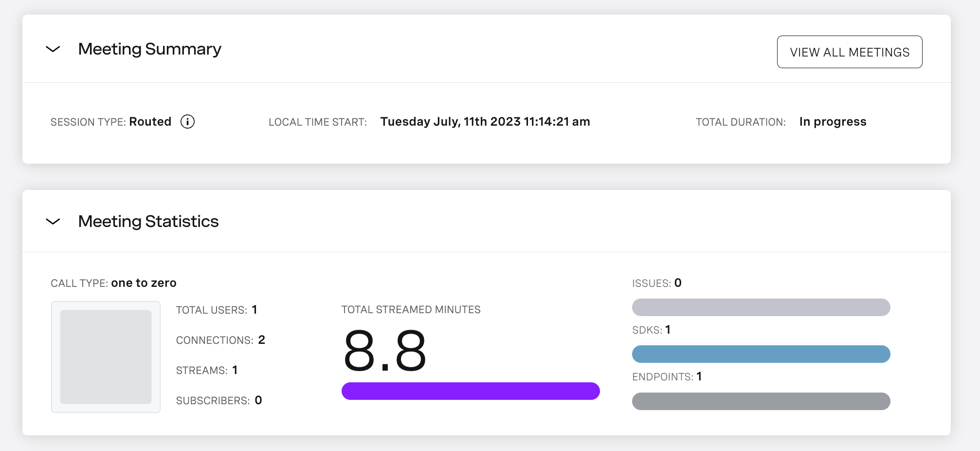 View a summary of the session or meeting