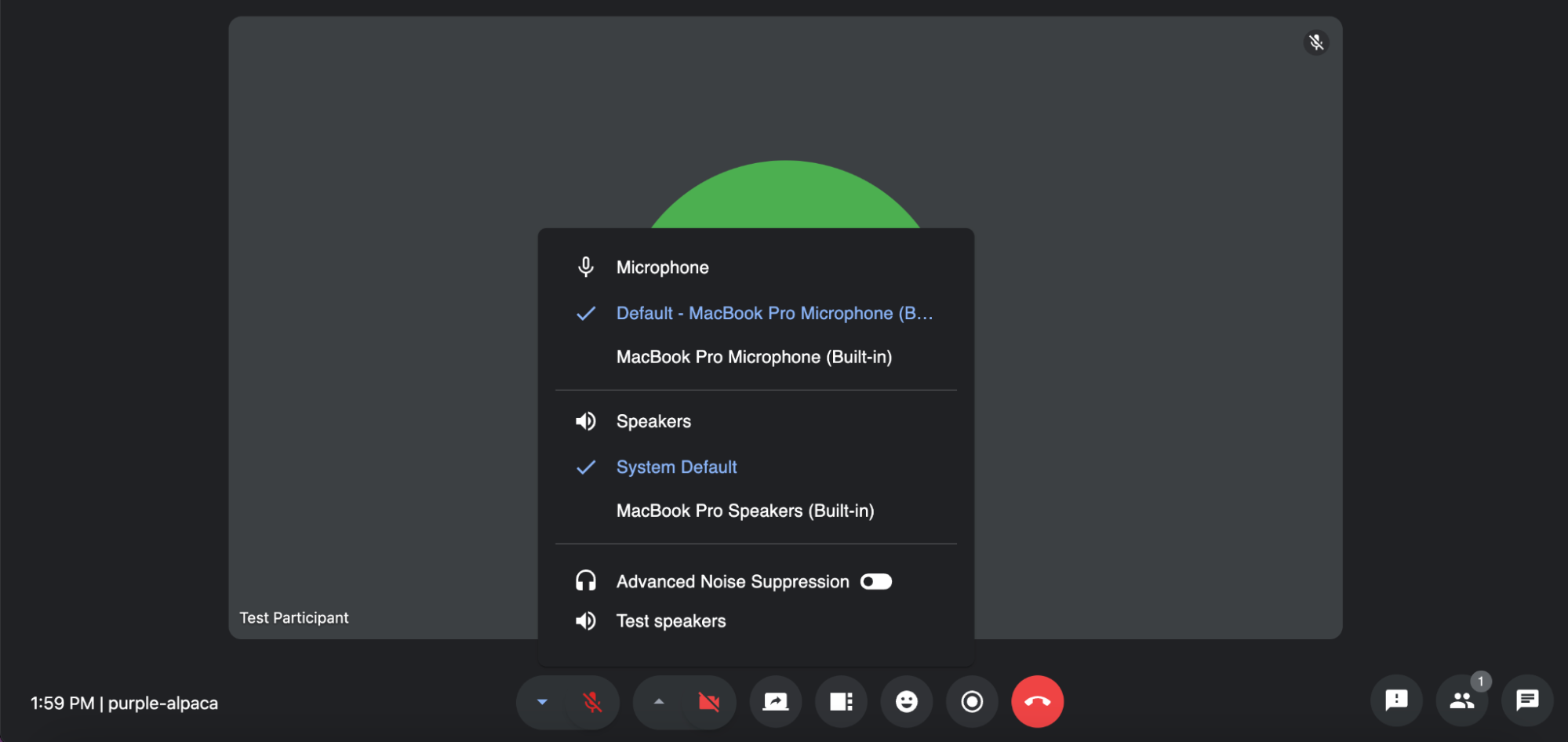 The in-call microphone settings.
