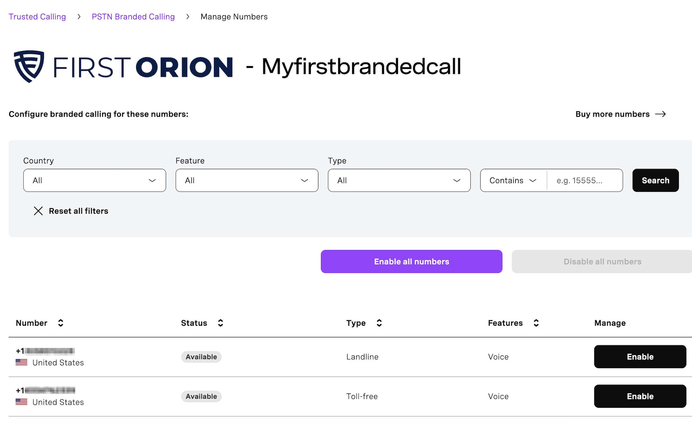Voice PSTN Branded Calling