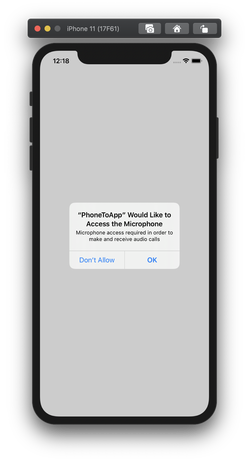 Simulator microphone permission ask
