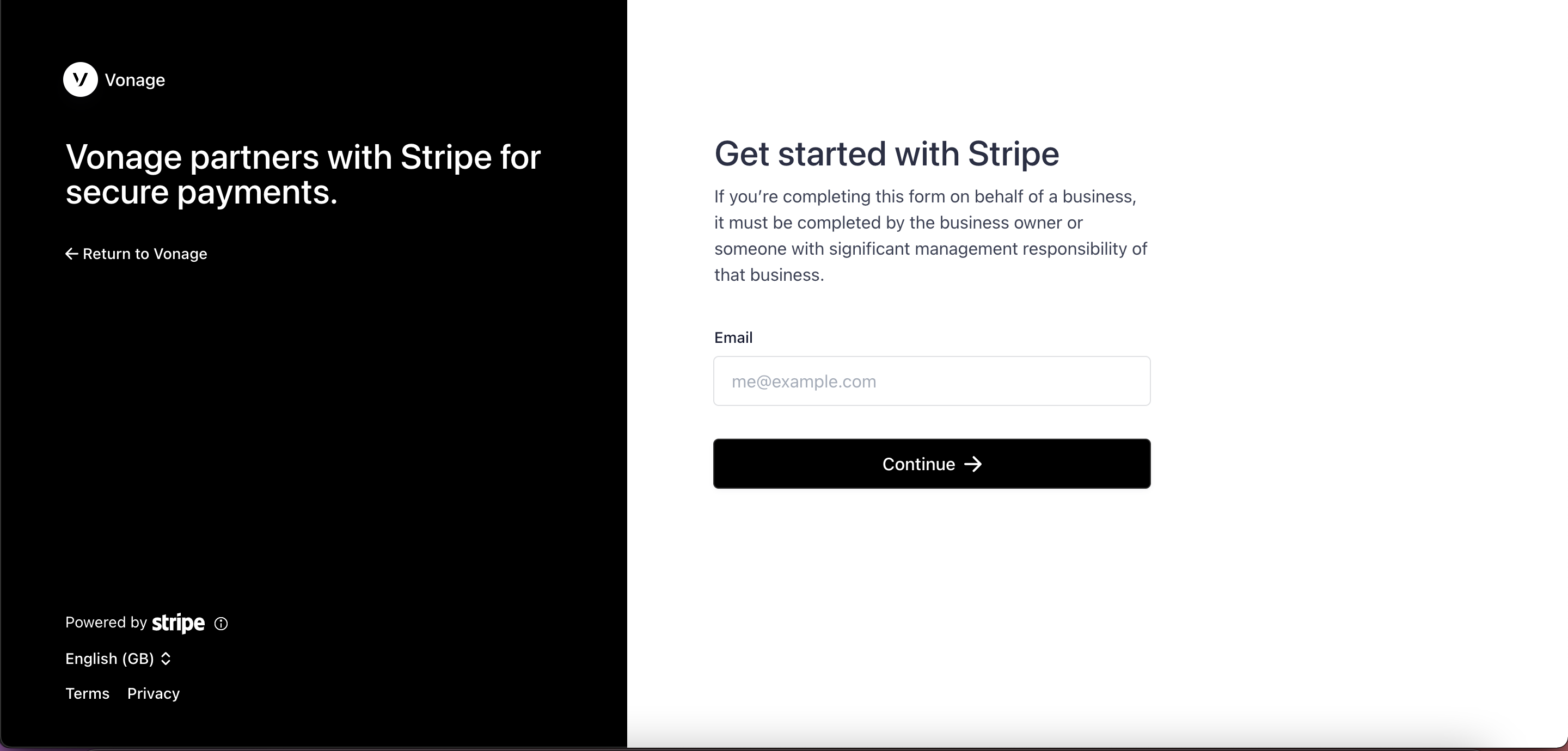 Stripe Integration - Welcome screen